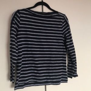 J Crew Boatneck Striped Navy Top